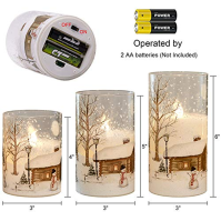 Eldnacele Flickering flameless glass snowman candles with remote control, timer, battery operated, real wax, LED pillar candles,